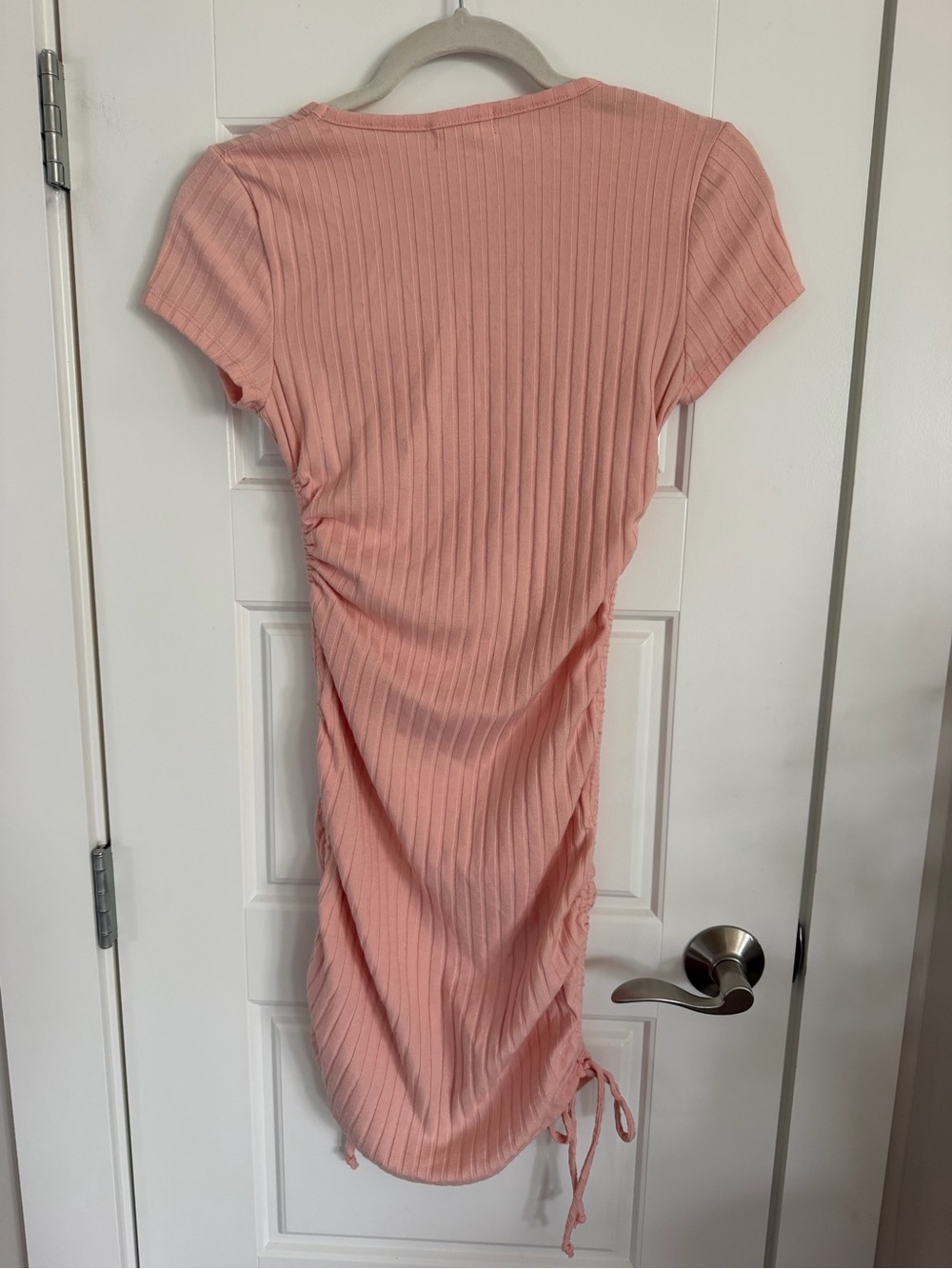 Altar'd State Ribbed Pink Mini Dress with Side Drawstrings - Picture 3 of 3